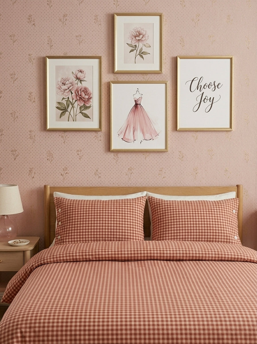SMALL GINGHAM -3 PIECE Bedsheet set