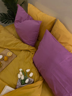 Solid Mango Yellow-3 PC Bedsheet set