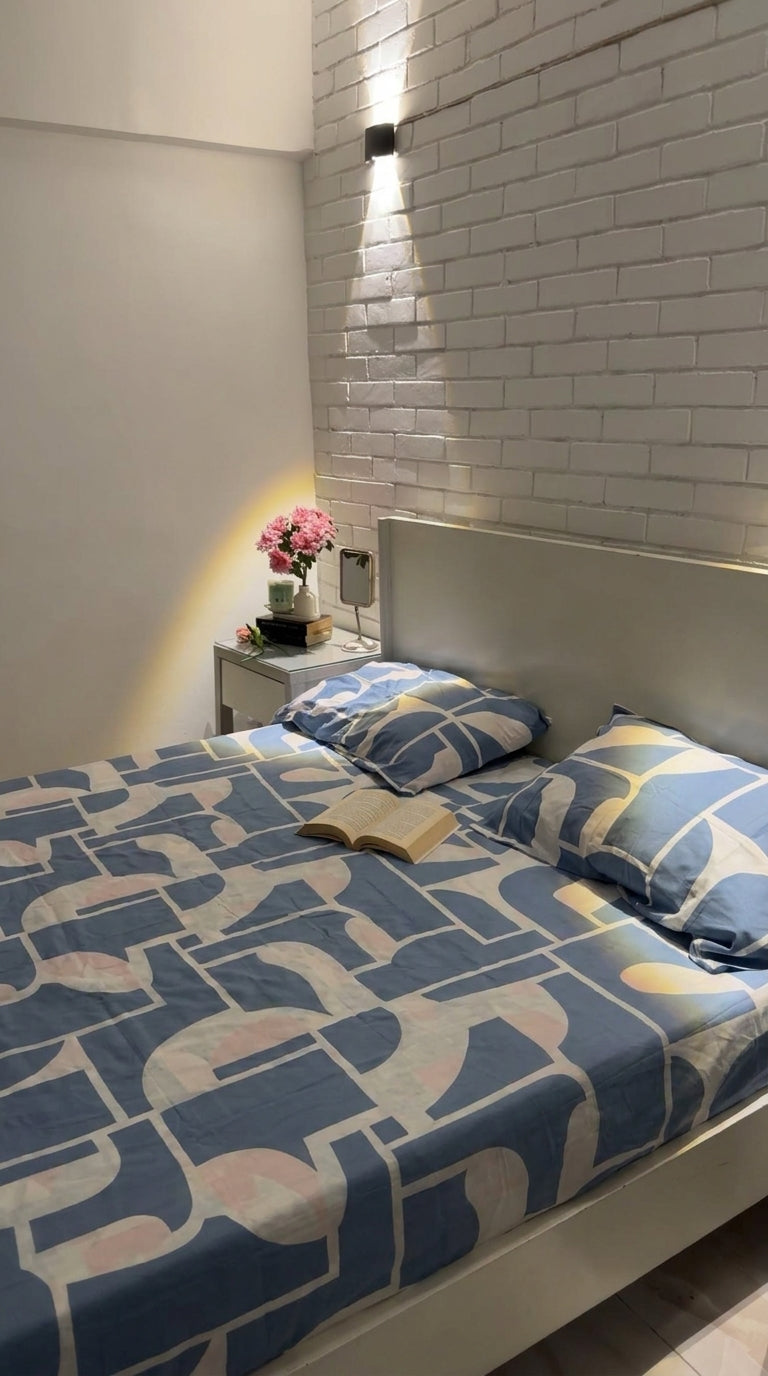 The Coolest Blue Print 3-PC BEDSHEET SET