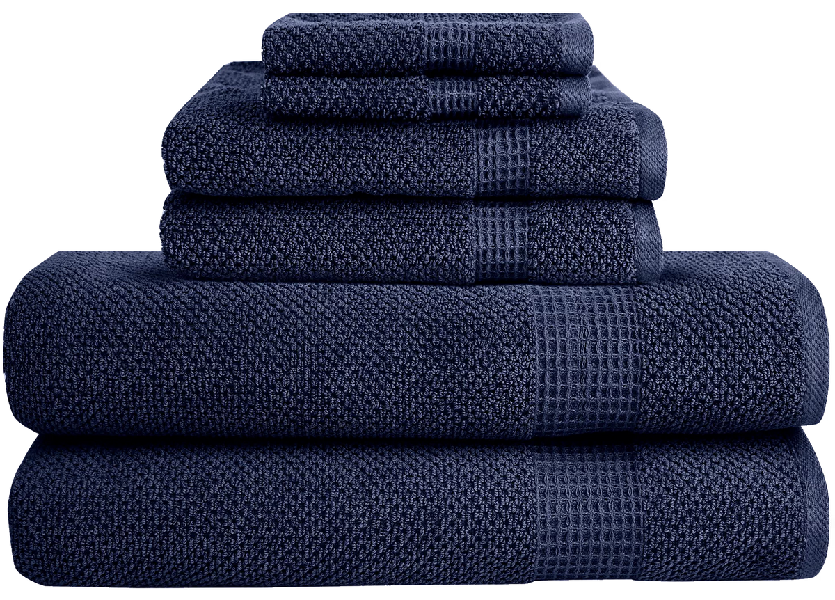 woven popcorn Towel NAVY