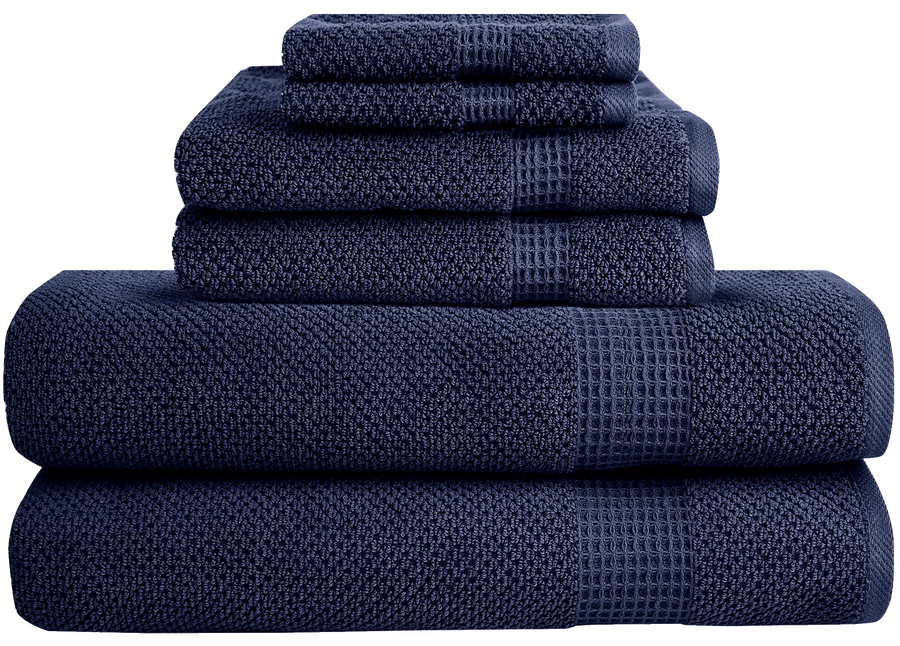 woven popcorn Towel NAVY