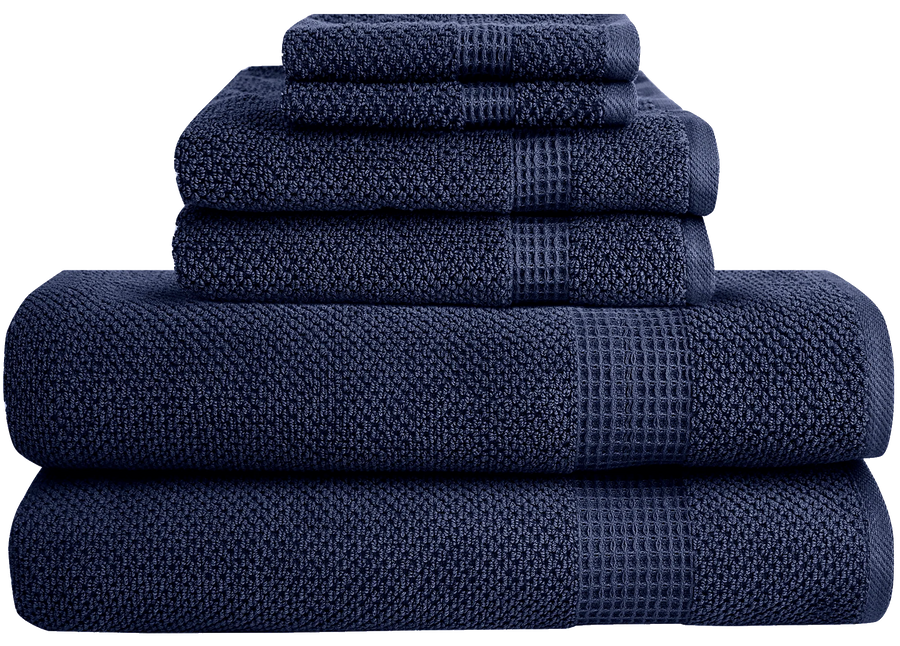 woven popcorn Towel NAVY