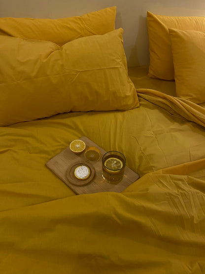 Solid Mango Yellow- Bedsheet set (5 FOR 16k)