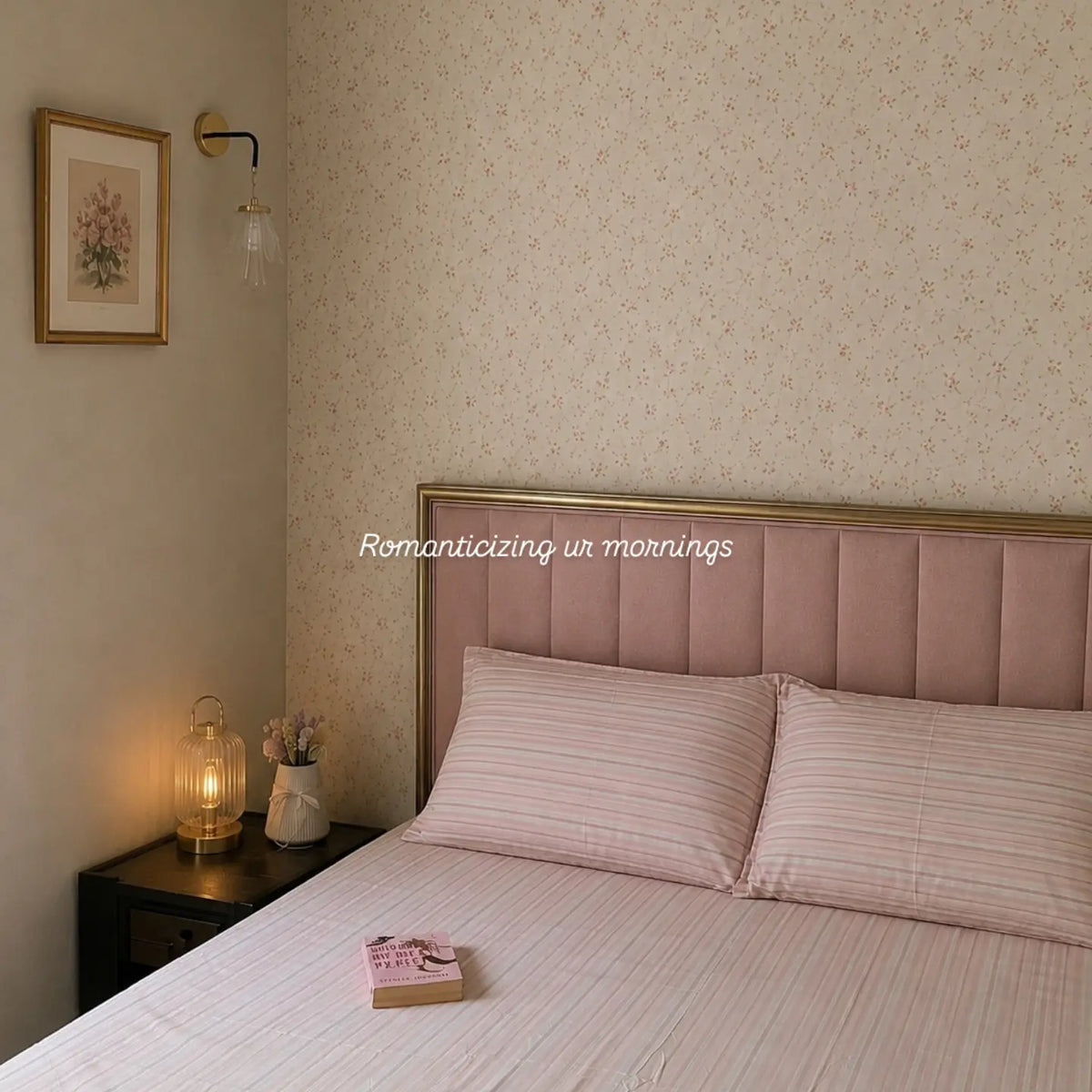 pink cute stripe - Bedsheet set (5 FOR 16k)
