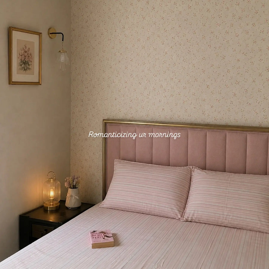 pink cute stripe - Bedsheet set (5 FOR 16k)