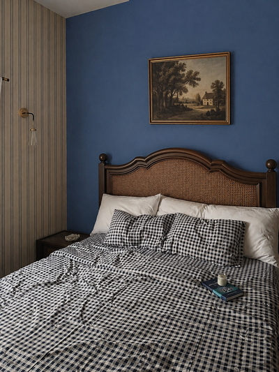 Navy Gingham-3 pc bedsheet set