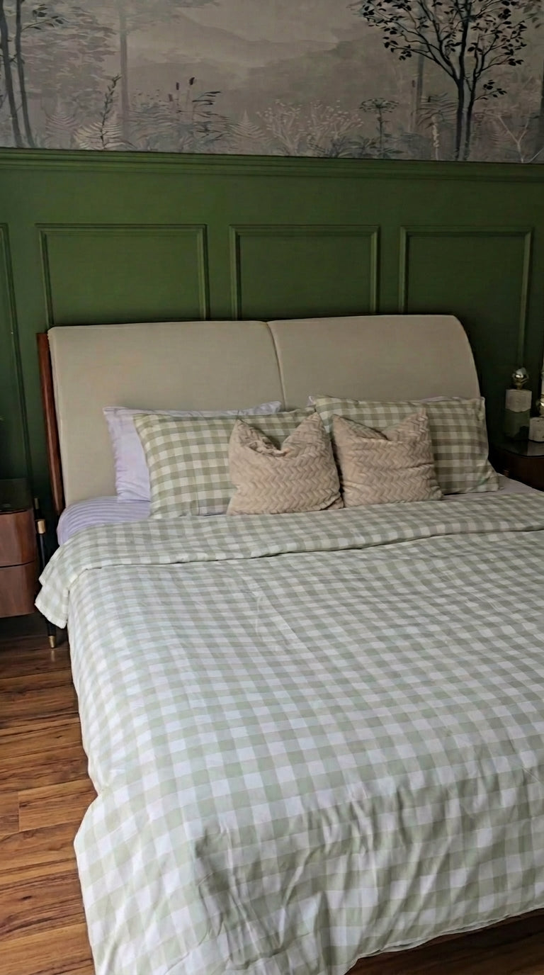 GINGHAM GREEN SINGLE BEDDING