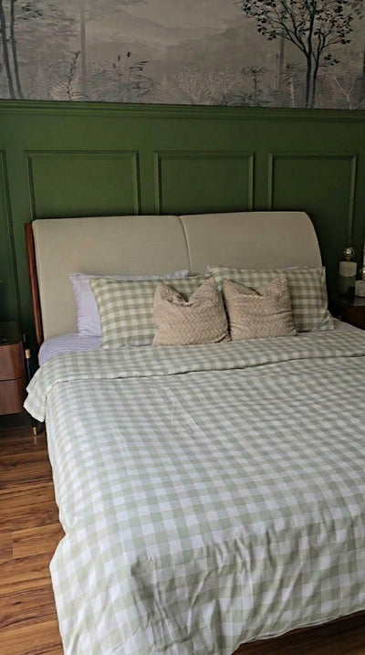 GINGHAM GREEN SINGLE BEDDING